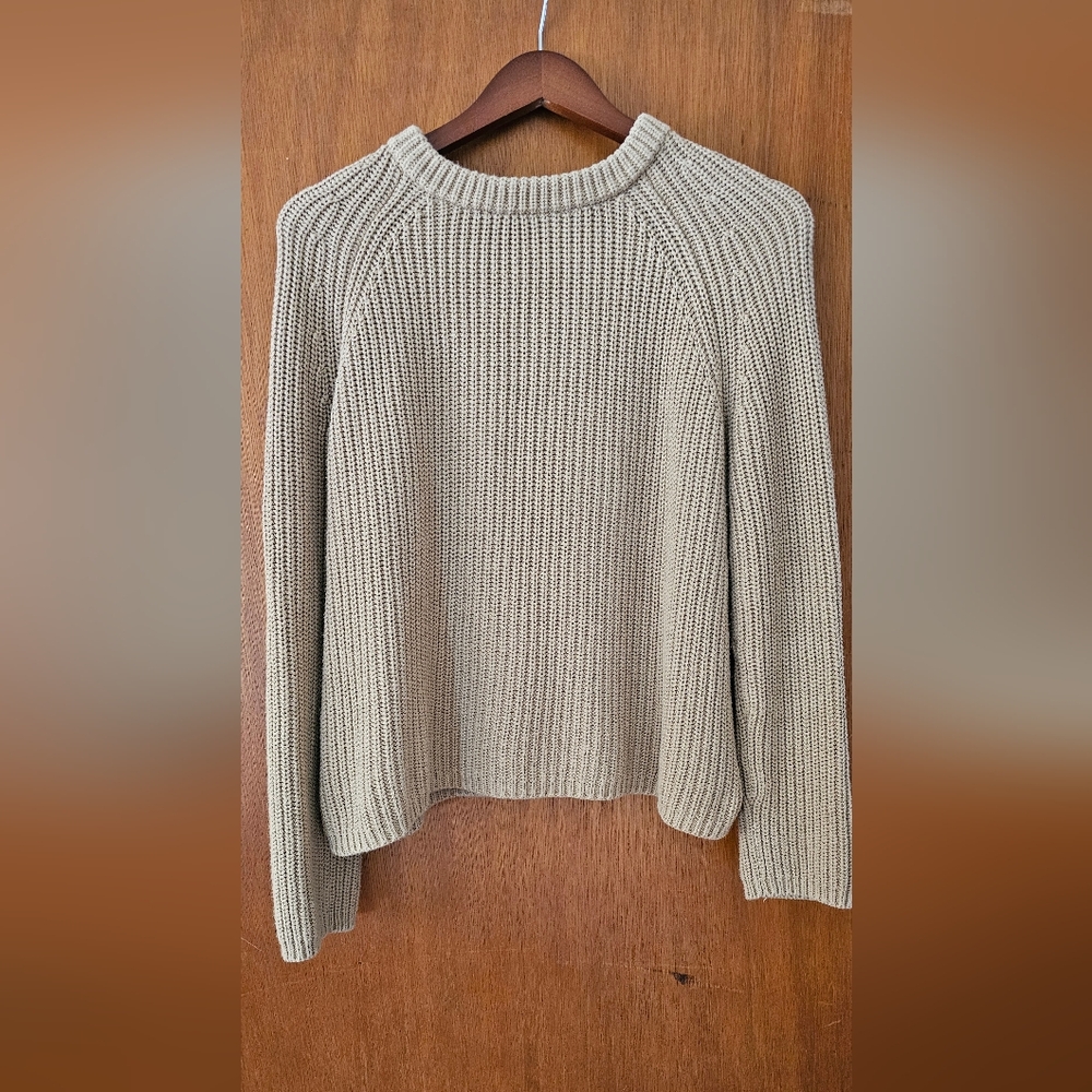 Quince Fishermans Crew 100% Organic Cotton Sweater Camel Size Medium